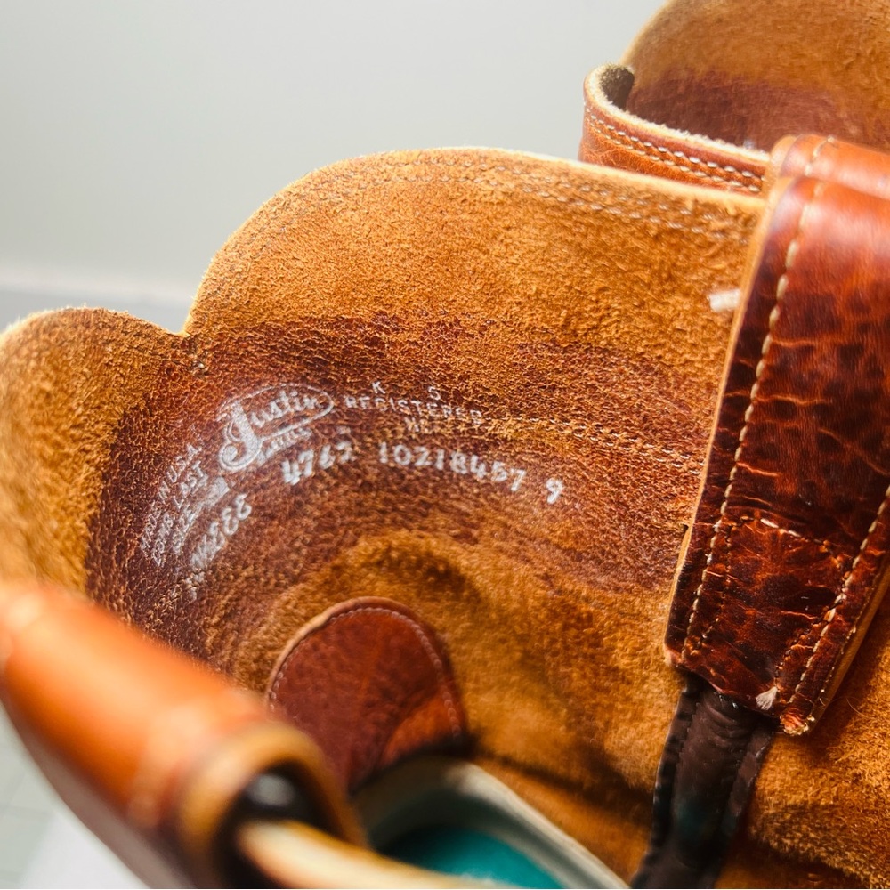 Justin Leather Roper Work Boots 11.5 - Picture 5 of 8